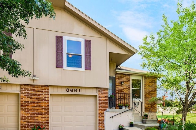 exterior space featuring a garage