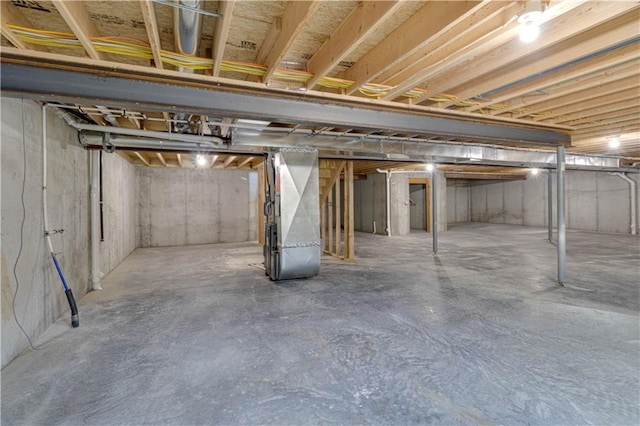 basement with heating unit