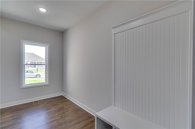 mudroom featuring dark hardwood / wood-style flooring