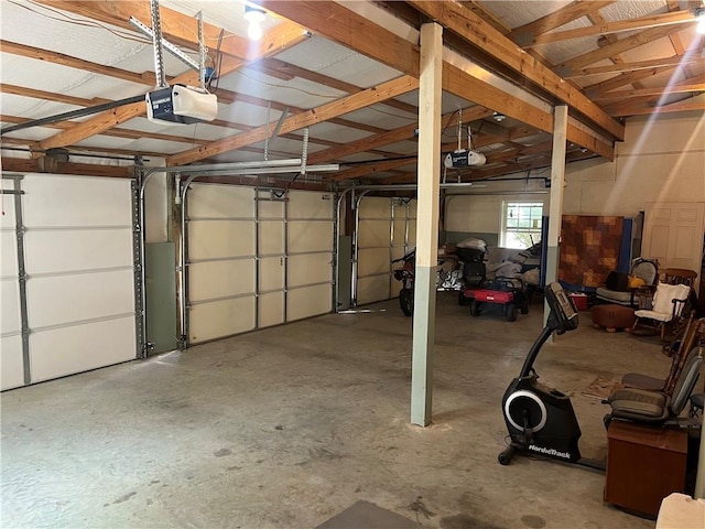 garage with a garage door opener