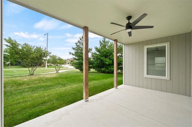 view of patio / terrace with ceiling fan