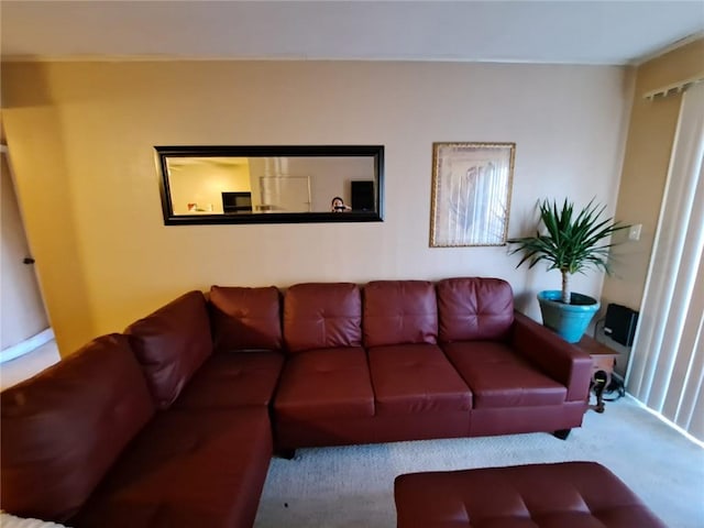 living room with carpet flooring