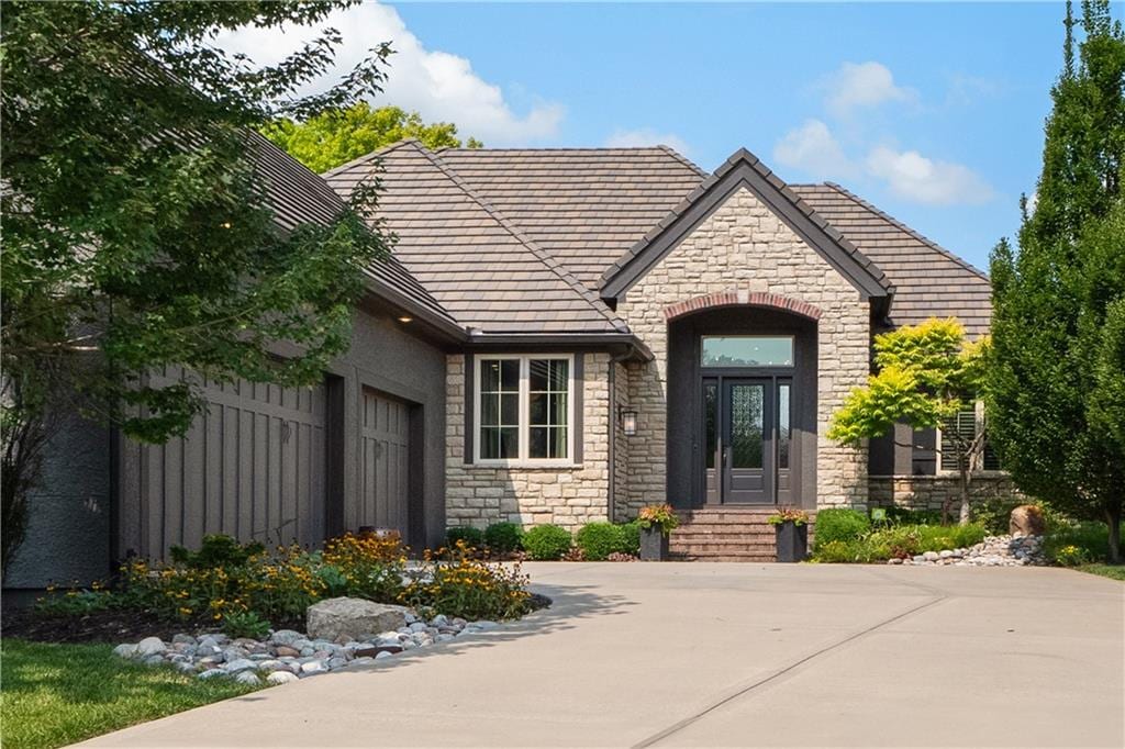 exterior space with a garage