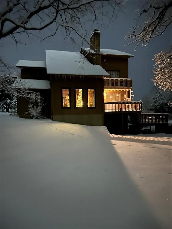 view of snow covered property