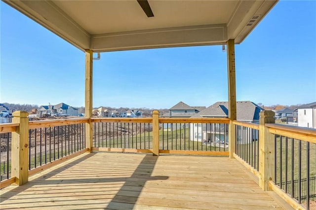 7090 NW Forest Lakes Dr, Parkville, MO 64152 - deck featuring a residential view and a ceiling fan