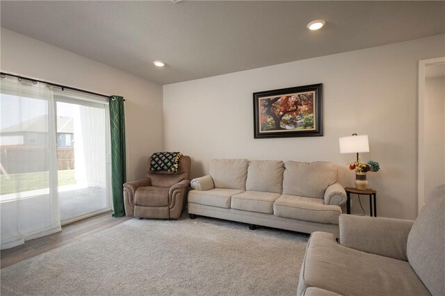 living room with hardwood / wood-style flooring