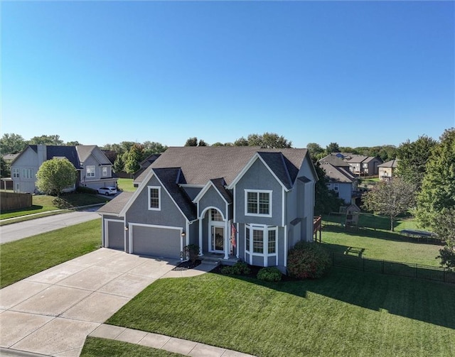 view of front of home with a front lawn