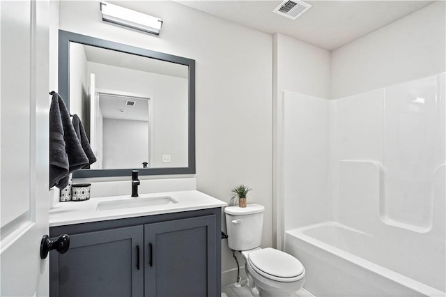 full bathroom featuring vanity, toilet, and shower / bathtub combination