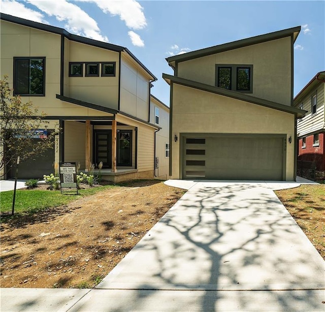 contemporary home featuring a garage