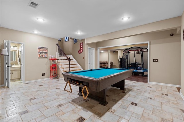 recreation room with pool table