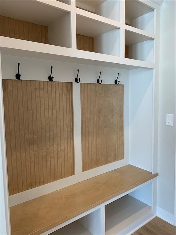 mudroom featuring wood finished floors