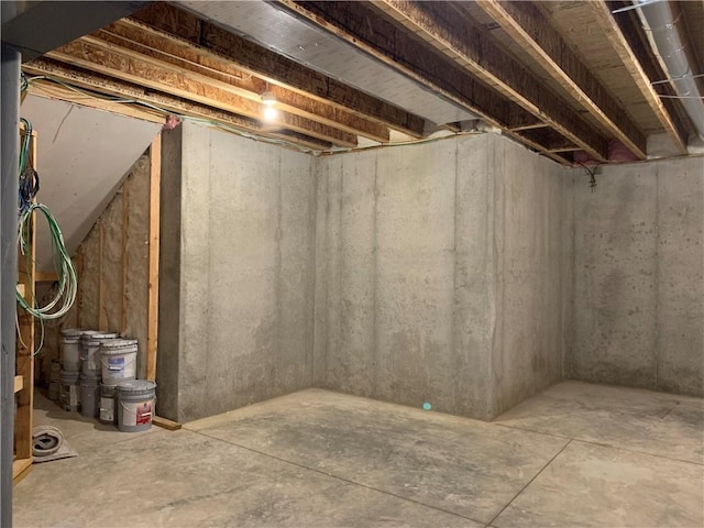 view of unfinished basement