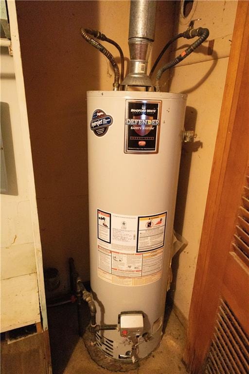 utility room with gas water heater