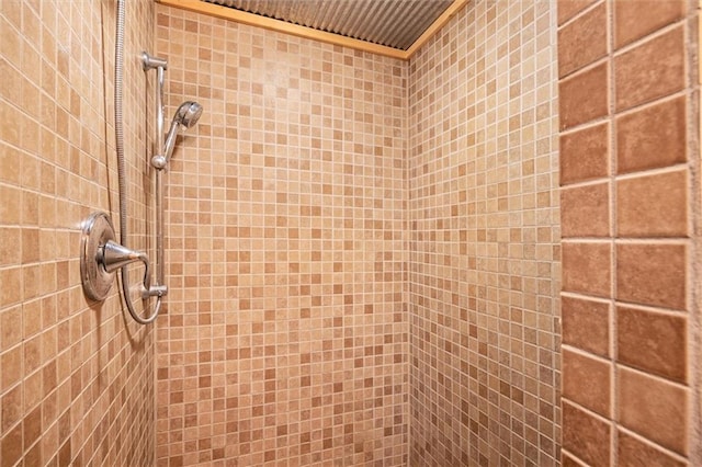 bathroom with a tile shower