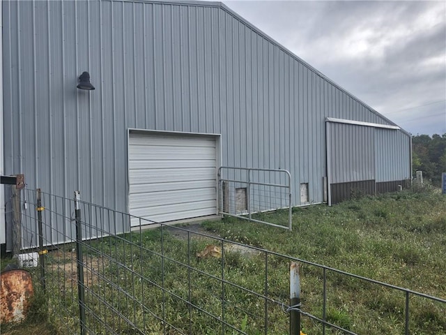 exterior space with a garage