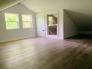 bonus room with vaulted ceiling and hardwood / wood-style flooring