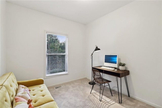 view of carpeted office space