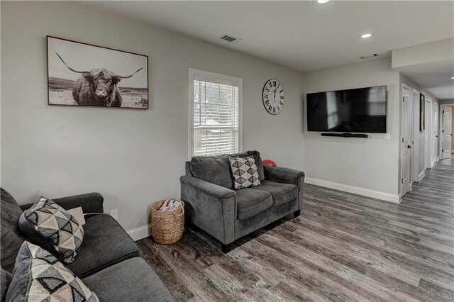 living room featuring wood-type flooring