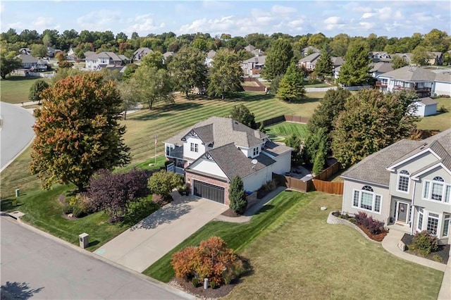 aerial view with a residential view