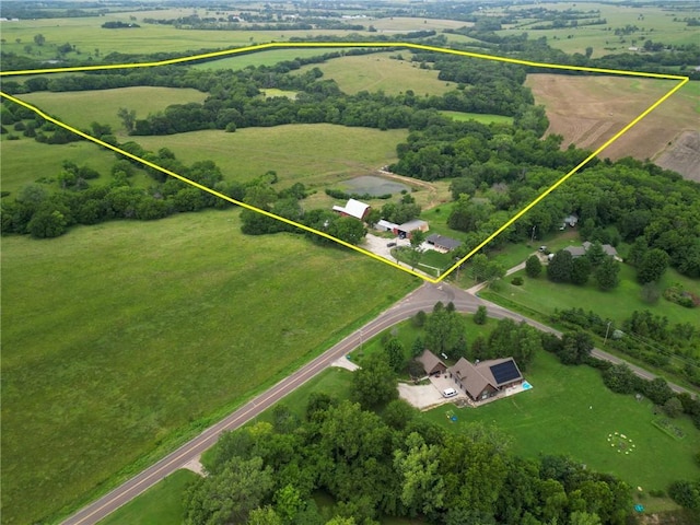 bird's eye view featuring a rural view