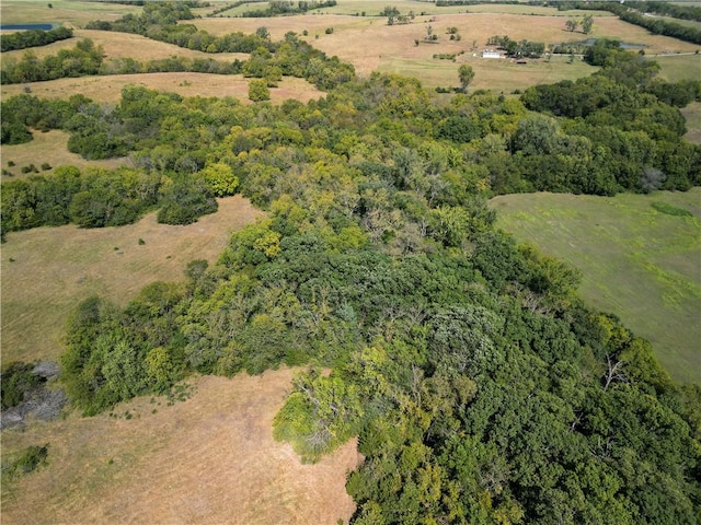 birds eye view of property featuring a rural view