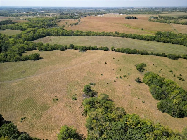 birds eye view of property featuring a rural view