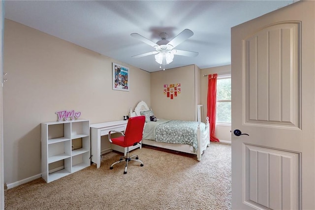 bedroom with carpet and ceiling fan