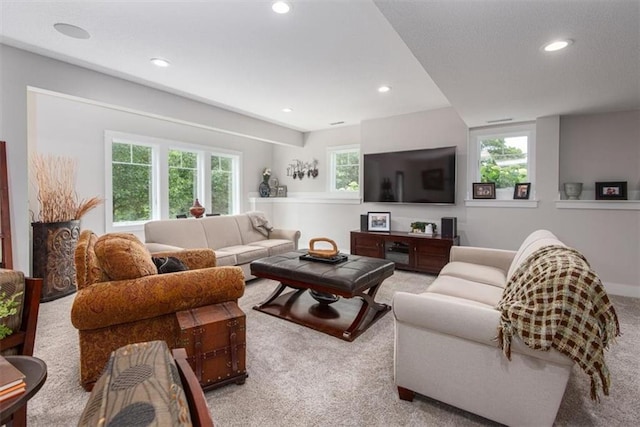 carpeted living room with plenty of natural light