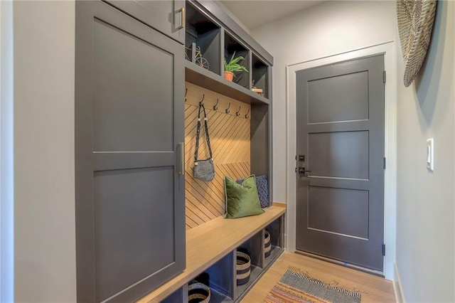 mudroom featuring light hardwood / wood-style flooring