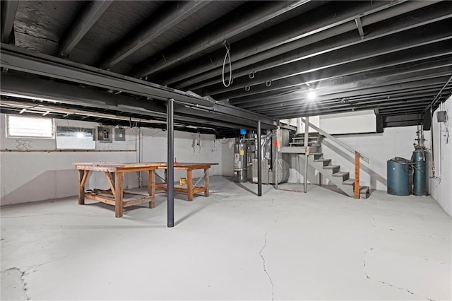 basement with gas water heater