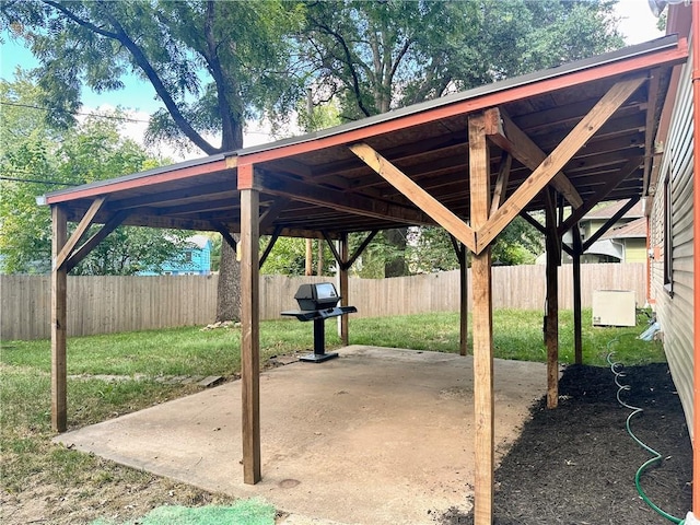 view of patio with a grill