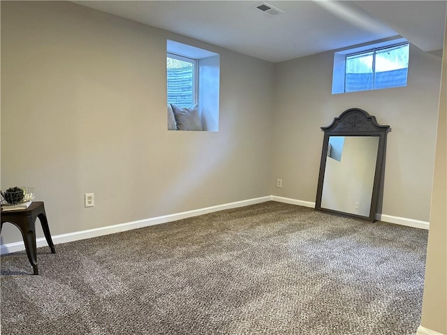 basement featuring carpet