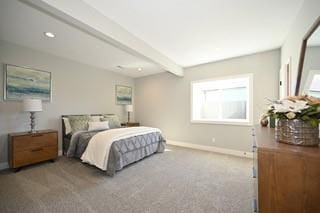 bedroom with baseboards, carpet flooring, and multiple windows
