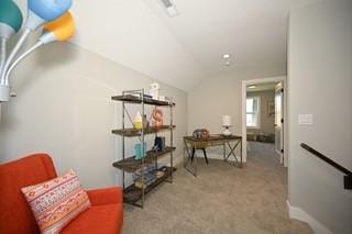 interior space featuring vaulted ceiling