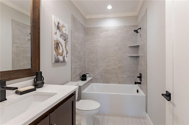 12850 N Arbor Way, Platte City, MO 64079 - full bath featuring vanity, shower / tub combination, and crown molding