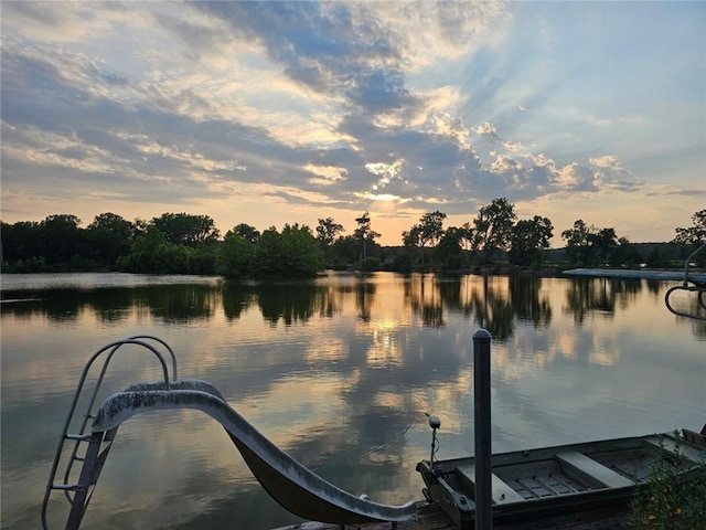 dock area with a water view