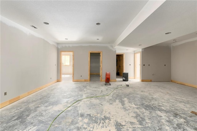 interior space with a textured ceiling