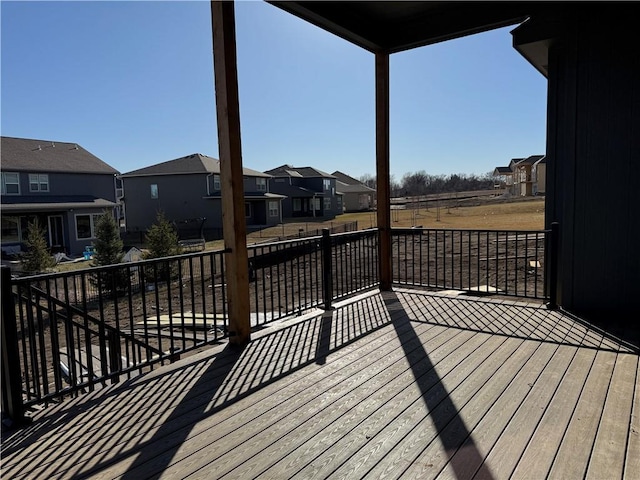 deck with a residential view