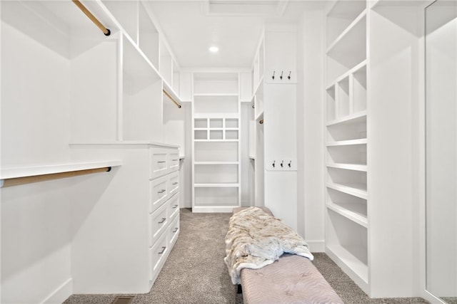 spacious closet with dark carpet