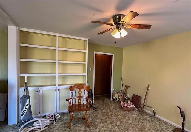 10784 SW 70th St, Chetopa, KS 67336 - office area with a ceiling fan and carpet flooring