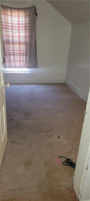 additional living space featuring carpet floors and vaulted ceiling