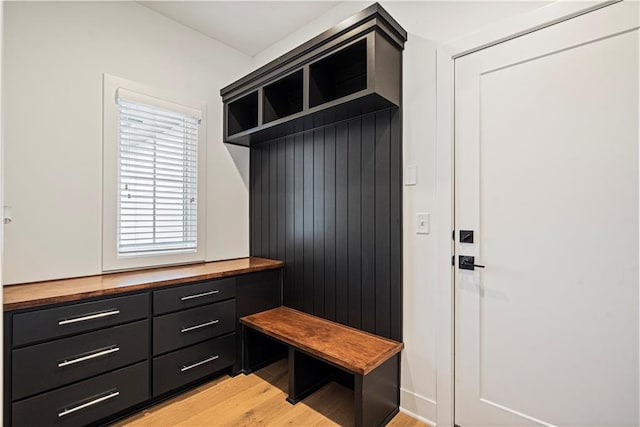 mudroom featuring light wood-type flooring