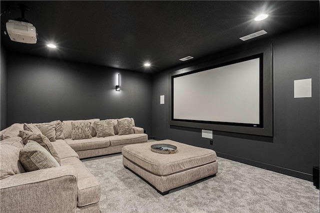 view of carpeted cinema room