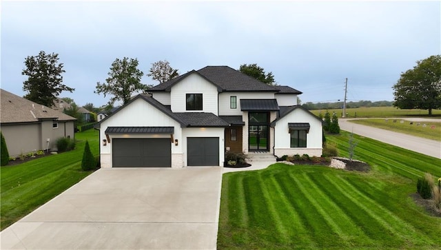 modern farmhouse with a front yard