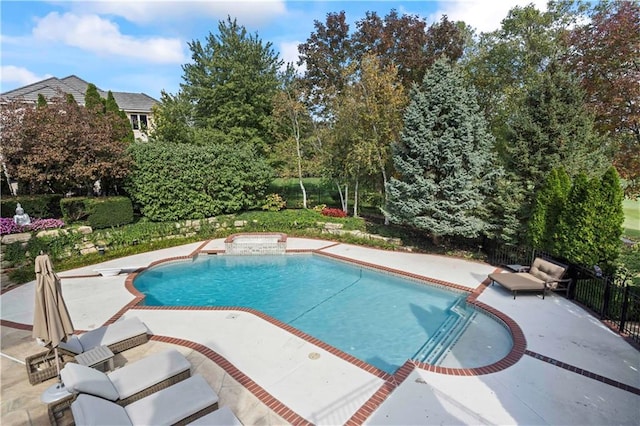 view of pool featuring a patio