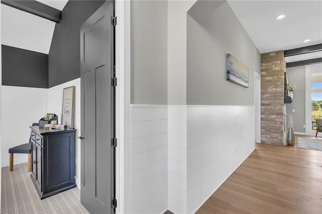 hallway with light wood-type flooring