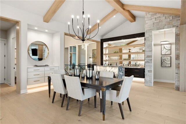 12303 W 167th Ter, Overland Park, KS 66221 - dining space featuring a chandelier, light wood-style floors, recessed lighting, and baseboards