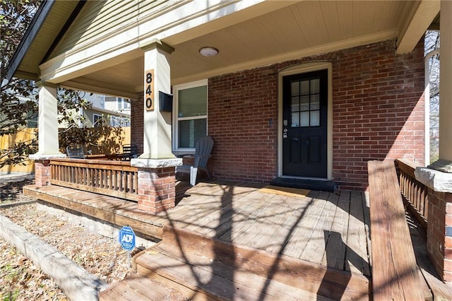 deck featuring covered porch