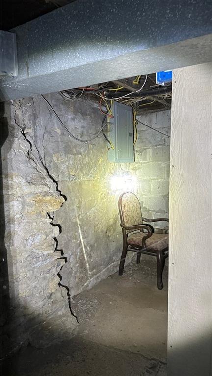 basement featuring electric panel