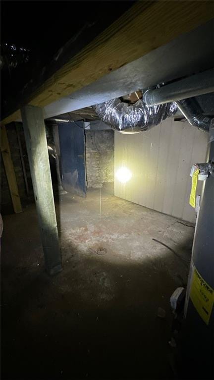 basement with water heater